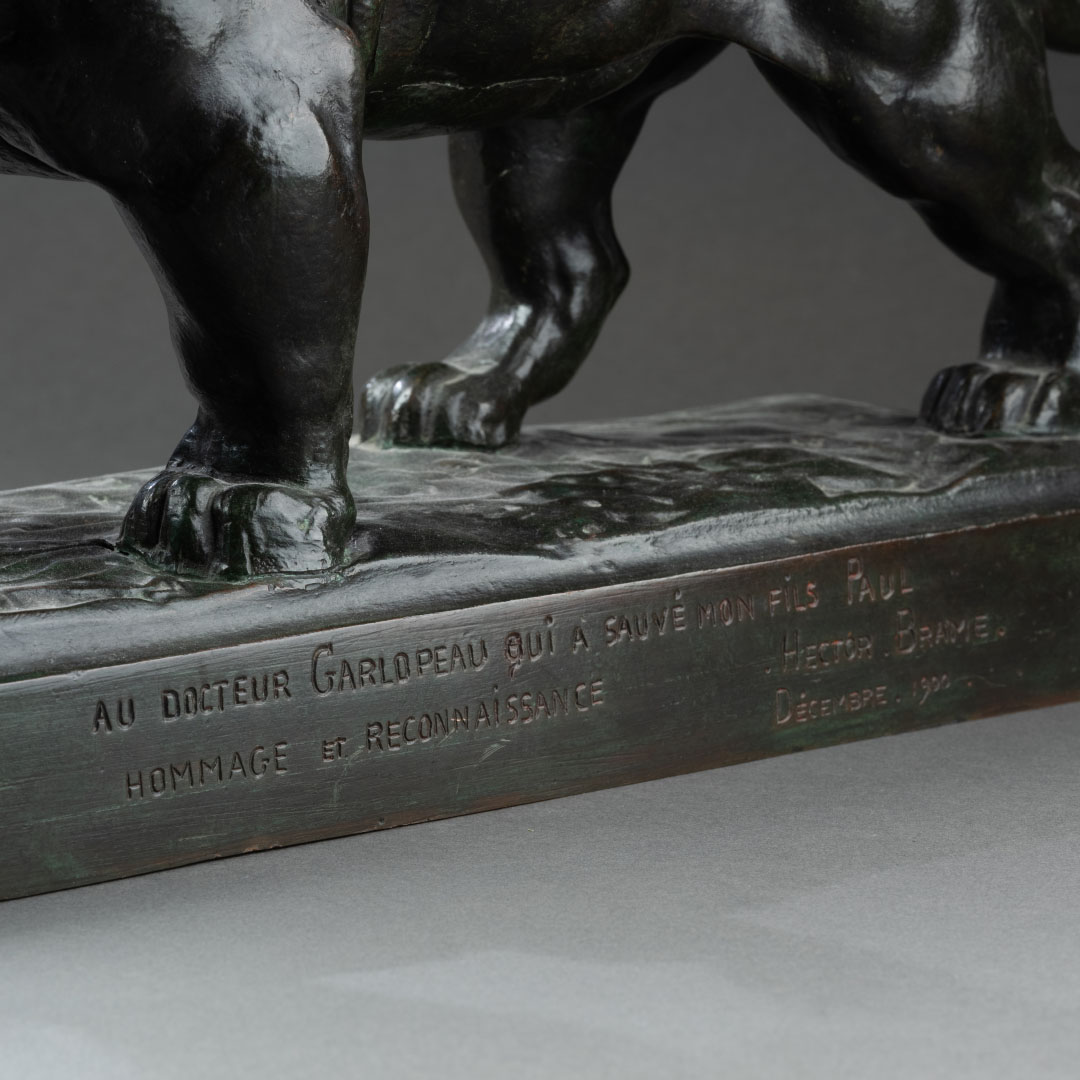 Panthère en marche - Bronze signé Barye