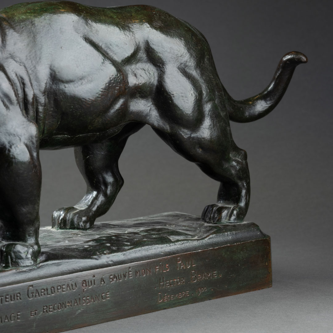 Panthère en marche - Bronze signé Barye