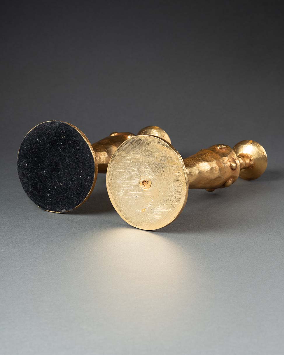 Paire de chandeliers en bronze doré - Milieu du XXème siècle