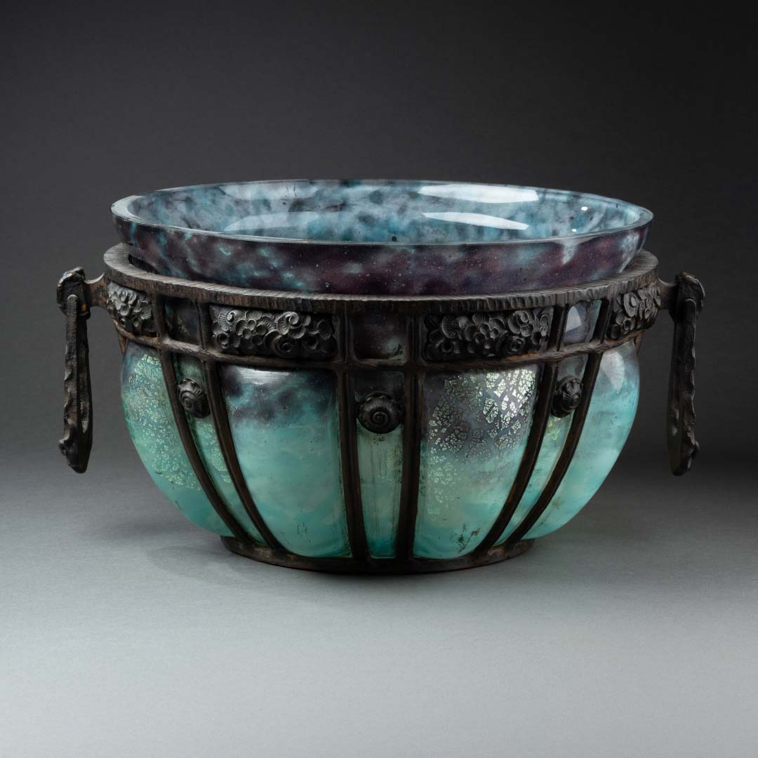Coupe en pâte de verre et fer forgé - Daum Nancy