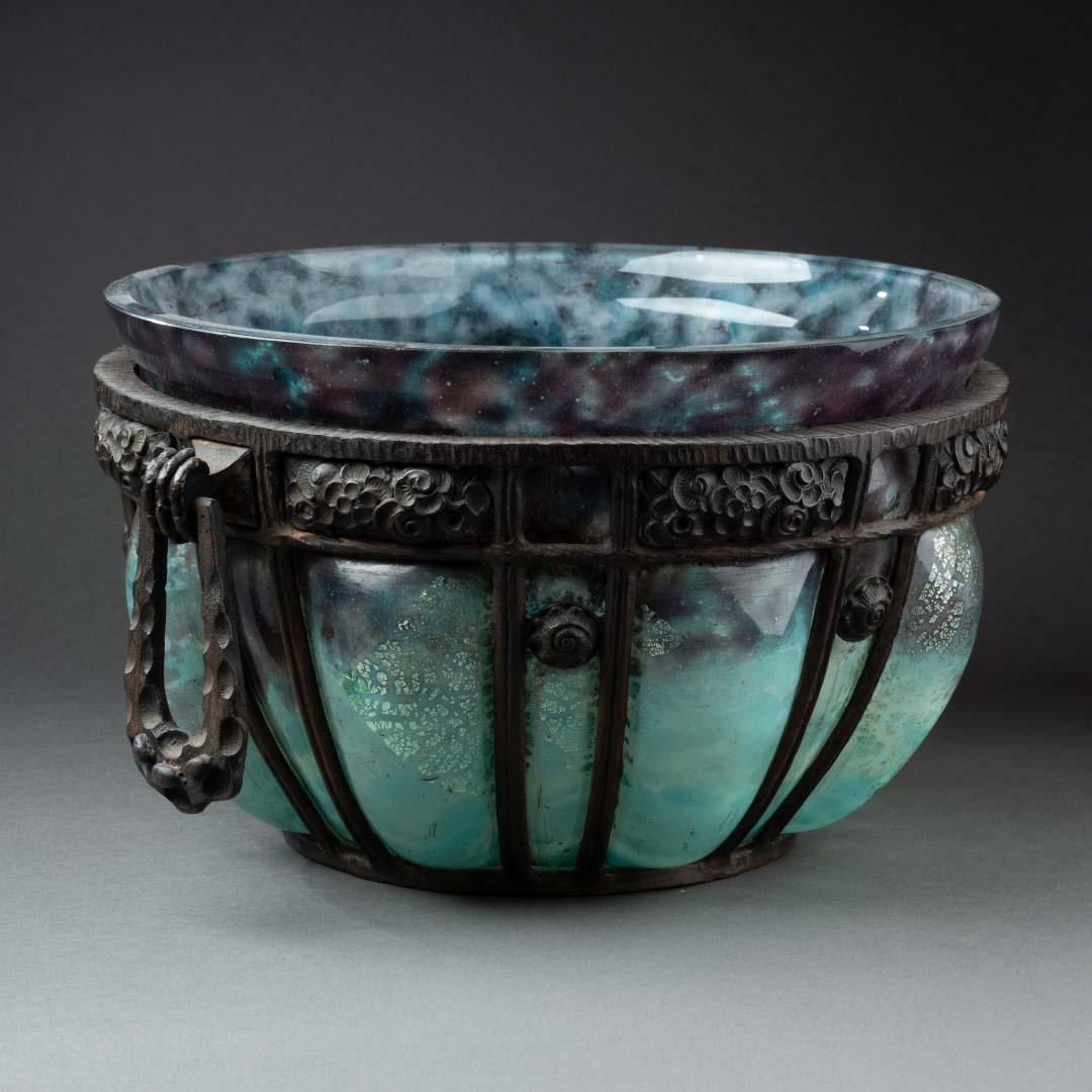 Coupe en pâte de verre et fer forgé - Daum Nancy