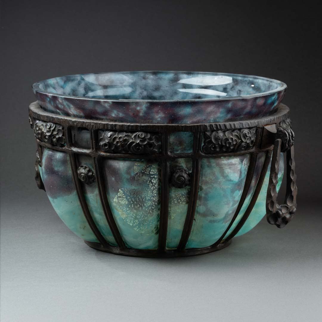 Coupe en pâte de verre et fer forgé - Daum Nancy