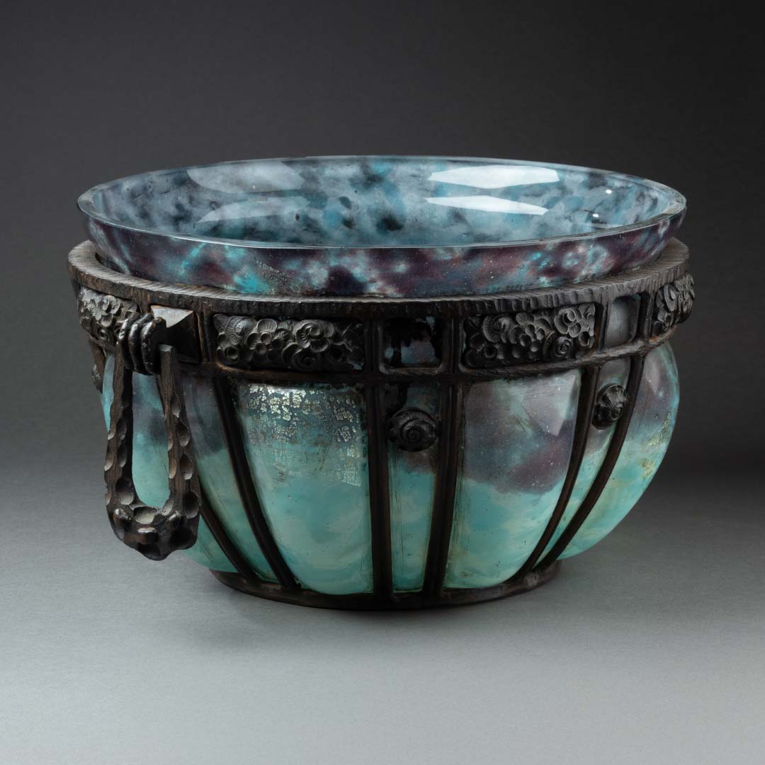 Coupe en pâte de verre et fer forgé - Daum Nancy