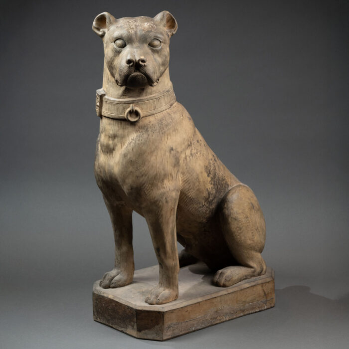 Chien de garde en terre cuite – travail du XIXᵉ siècle