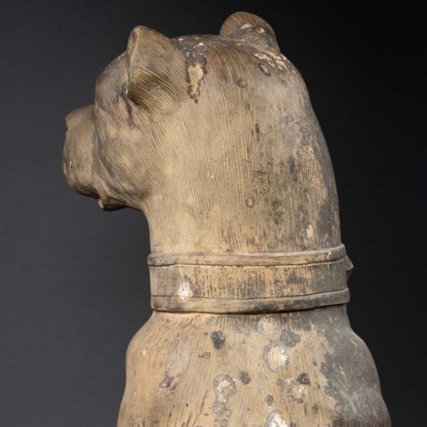 Chien de garde en terre cuite – travail du XIXᵉ siècle