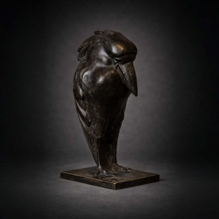 Sculpture en bronze patiné – Oiseau stylisé signé A. Bossi