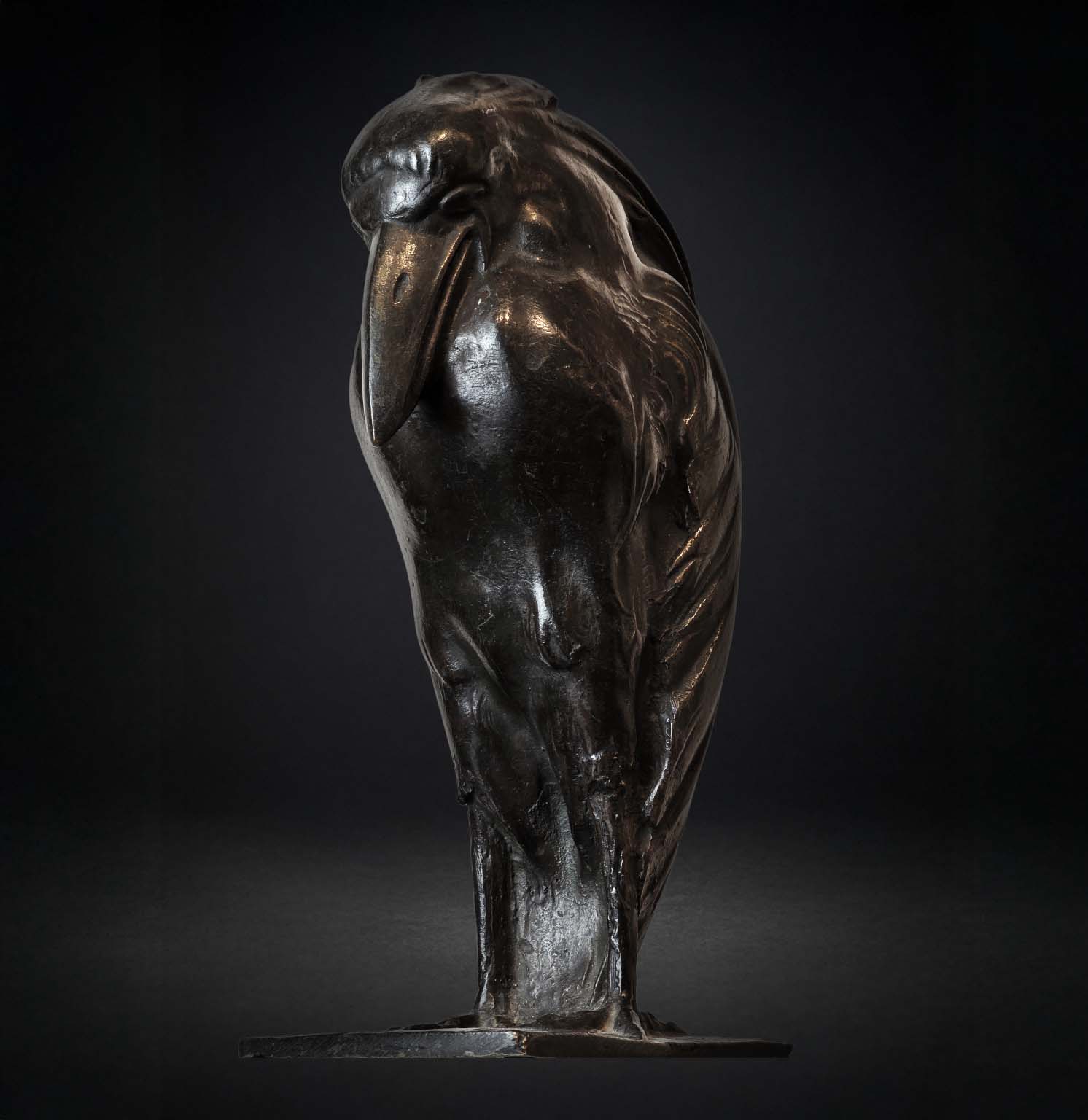 Sculpture en bronze patiné – Oiseau stylisé signé A. Bossi
