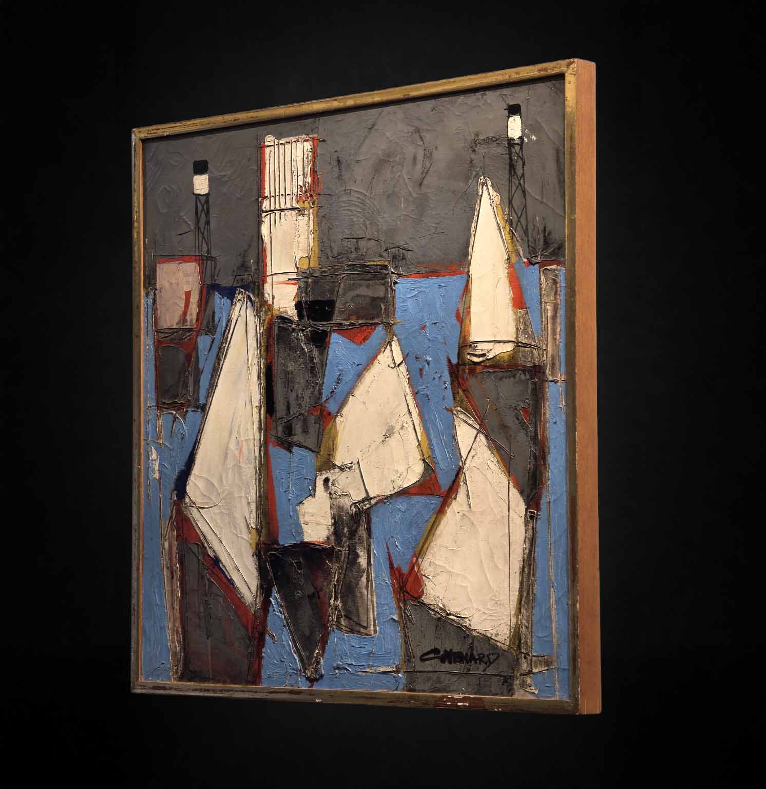 Huile sur toile - "Vue d'un port" signée Claude Vénard (1913–1999)