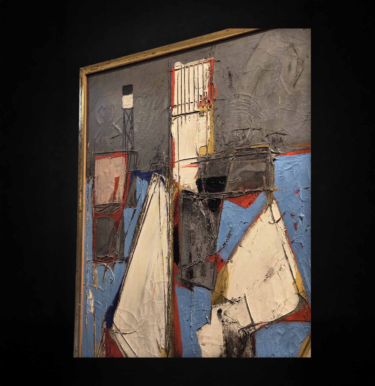 Huile sur toile - "Vue d'un port" signée Claude Vénard (1913–1999)