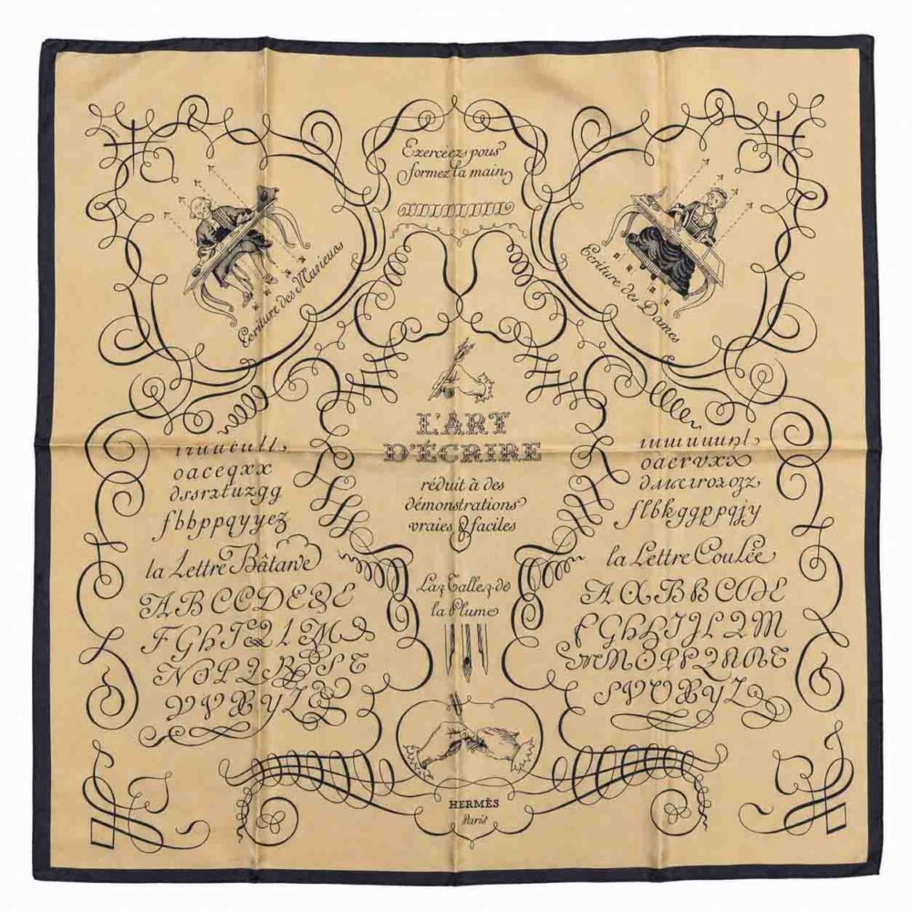 Carré Hermès Vintage « L'Art d'écrire » – Caroline Pons Antiquités