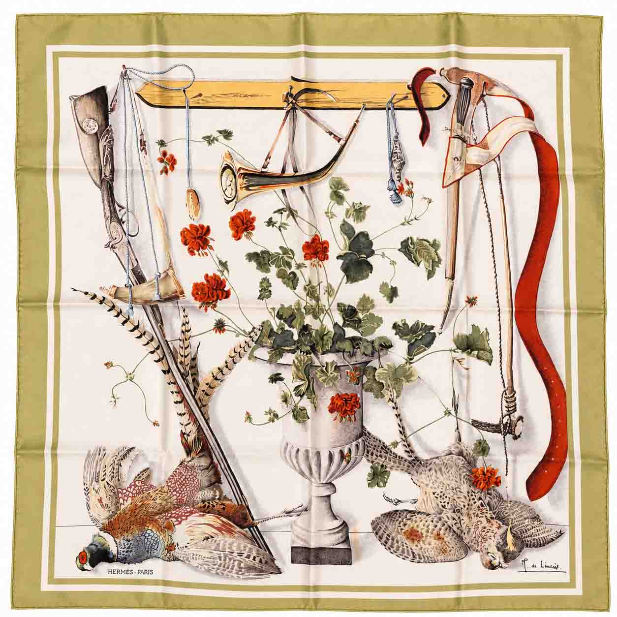 Carré Hermès Vintage « Fleurs & Gibiers »