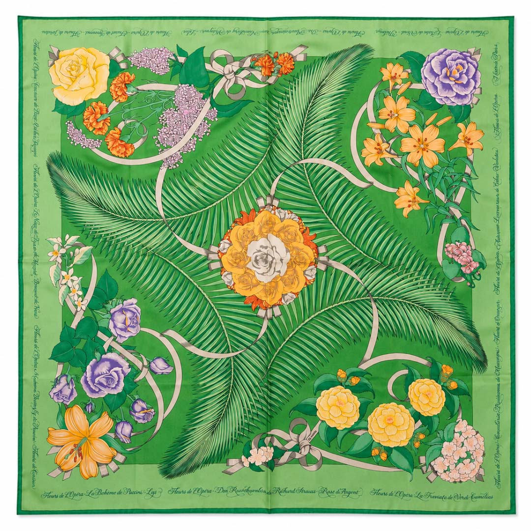 Carré Hermès Vintage « Fleurs de l&rsquo;Opéra »