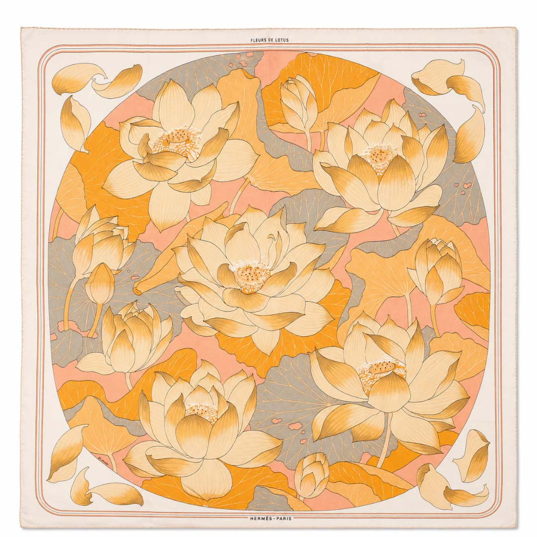 Carré Hermès Vintage « Fleurs de Lotus »