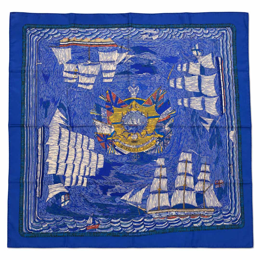 Carré Hermès Vintage « Marine Naïve »