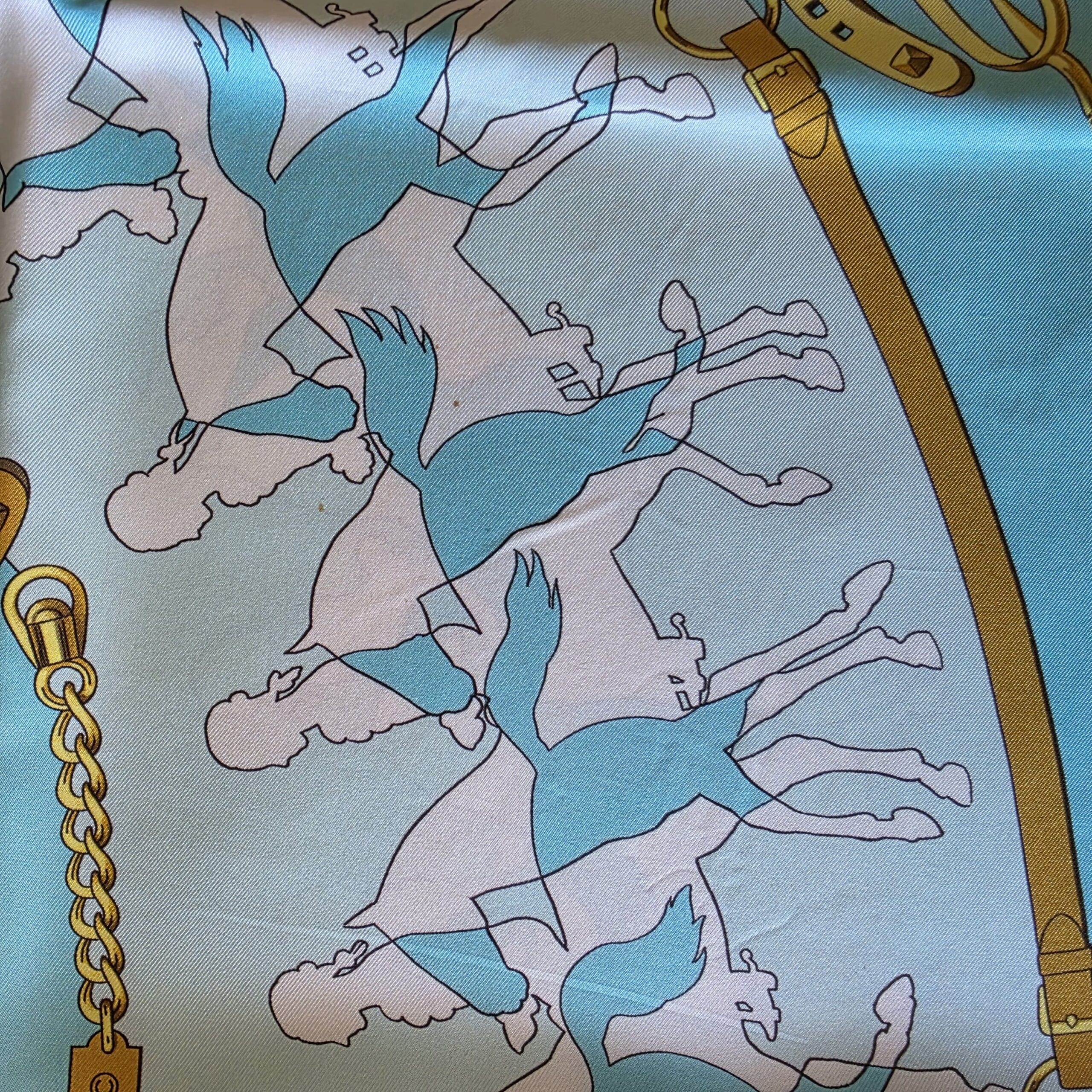 Carré Hermès Vintage "Manège" (turquoise)