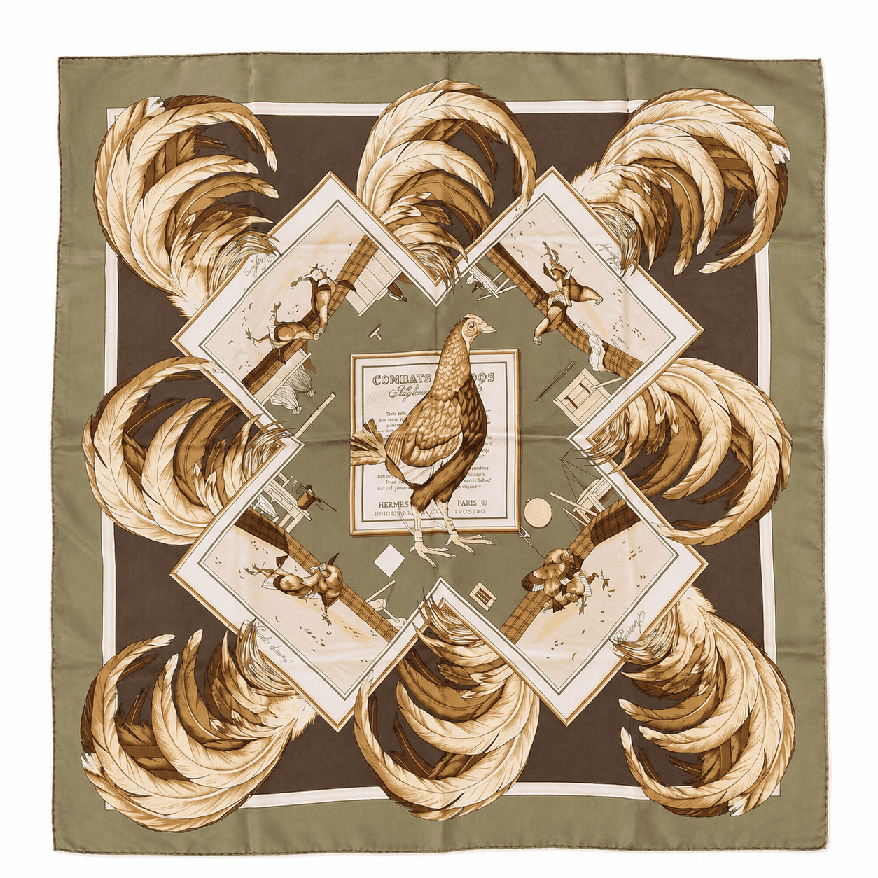 Carré Hermès Vintage "Combats de Coqs"